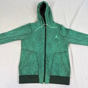Jordan Brand Elephant Print Full Zip Hoodie Green Black Jumpman Mens M